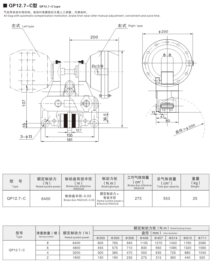 QP、CQP系列气动钳盘式制动器04