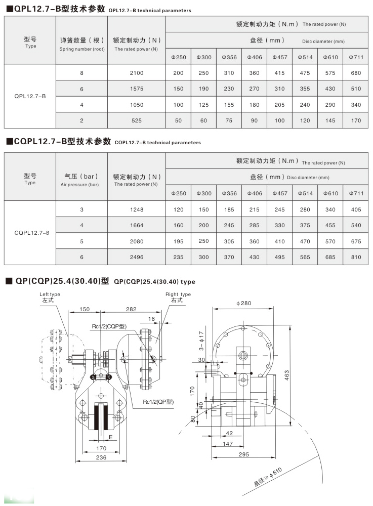 QP、CQP系列气动钳盘式制动器10