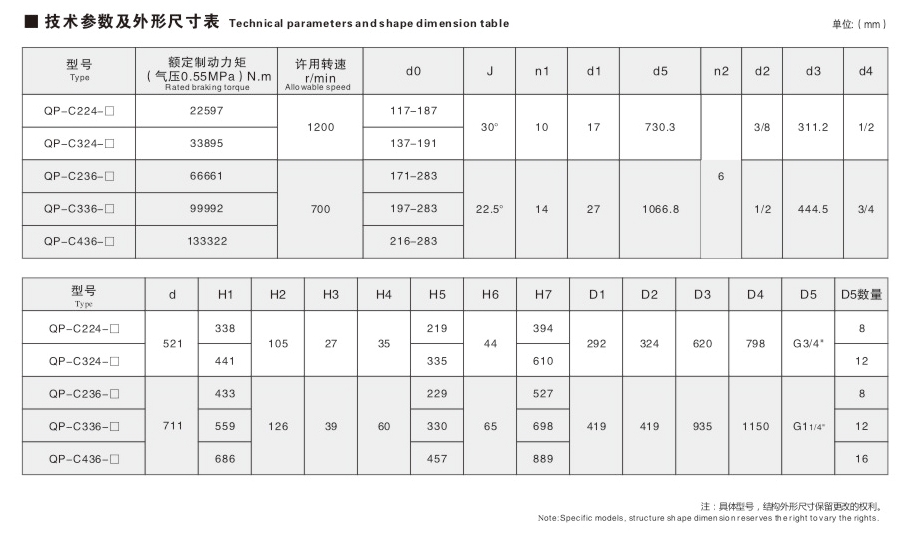 QP-C系列常开气动全盘制动器02