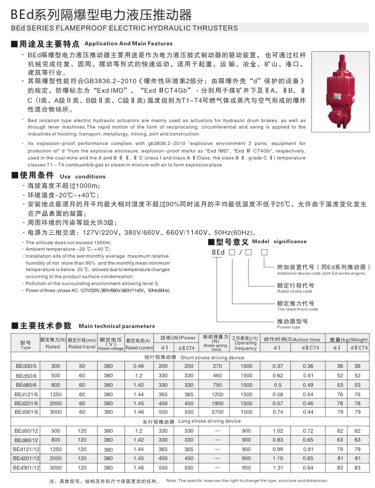 BEd系列隔爆型电力液压推动器01